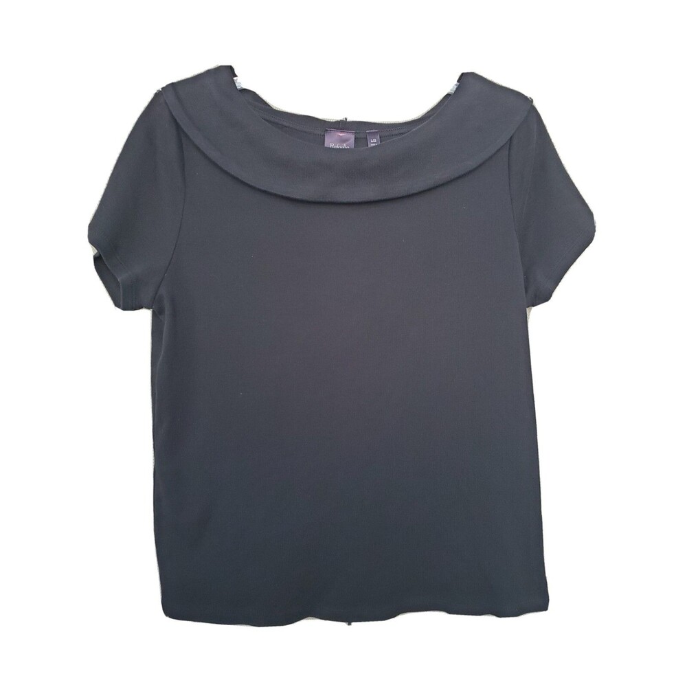 Rafaella Black 100% Cotton Cowl Neck Cap Sleeve Shirt Size Large